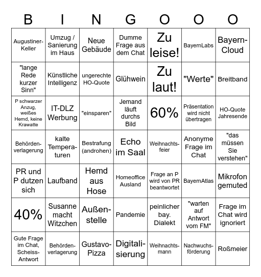 Personalversammlung Bingo Card