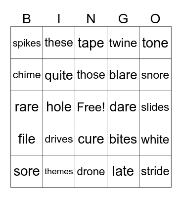 Step 4.1 Bingo Card