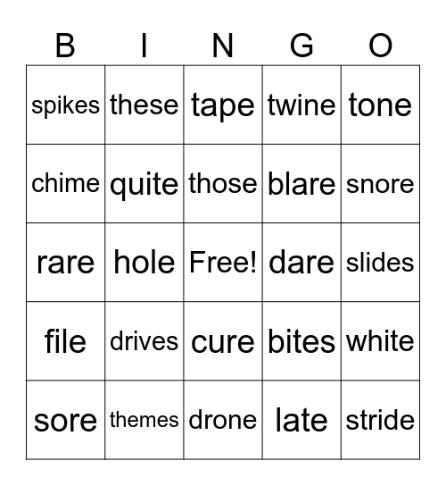 Step 4.1 Bingo Card