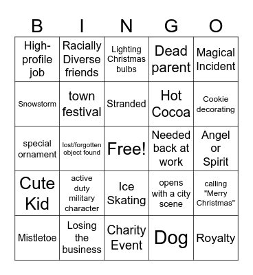 Christmas Movie Bingo Card