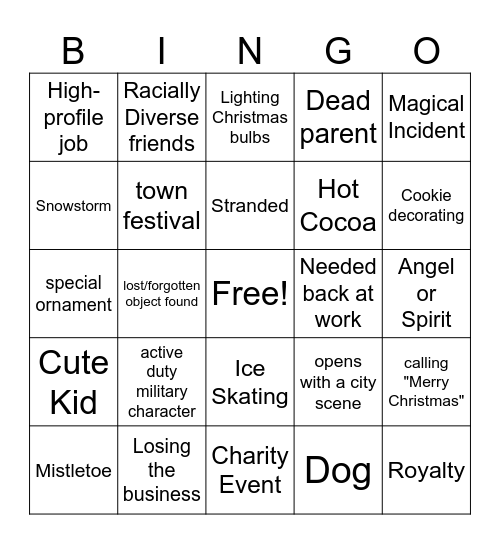 Christmas Movie Bingo Card