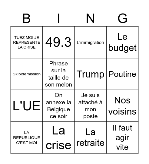 Macron bingo 5/12 Bingo Card