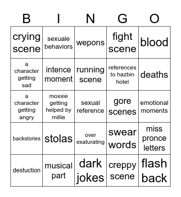 helluva boss bingo Card