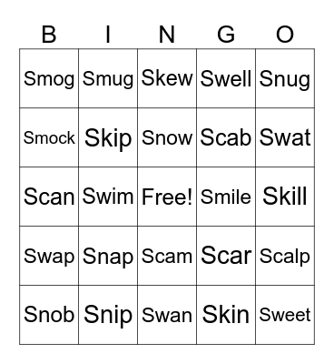 S Blends Bingo Card