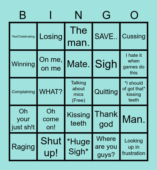 Dad Gaming Bingo Card