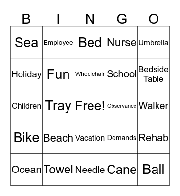 Labor Day Bingo Card