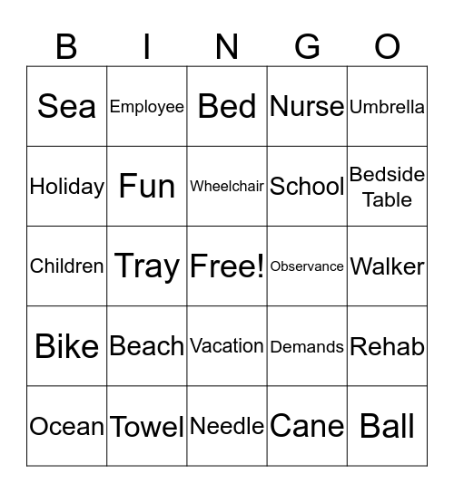 Labor Day Bingo Card