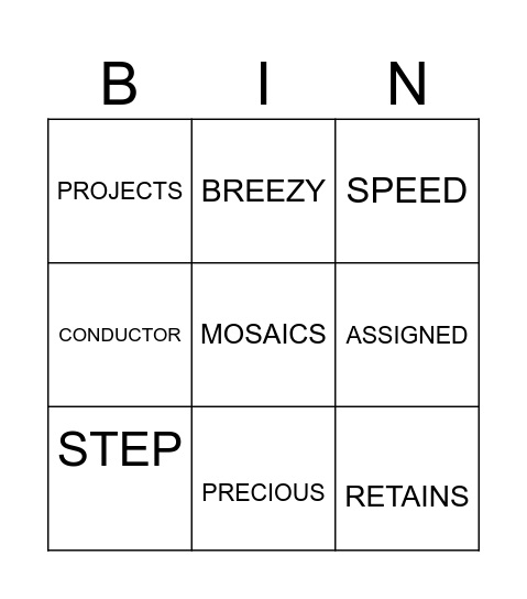 Word-O Bingo Card