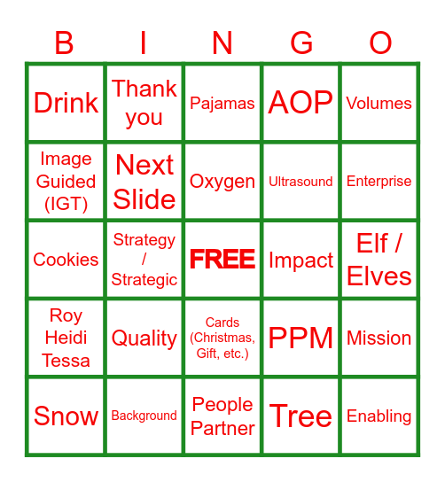 TA SECRET HOLIDAY Bingo Card