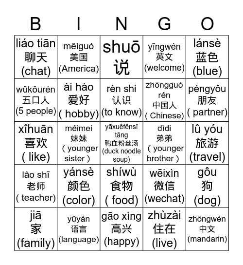 Sòng Lâoshi de Bingo Card