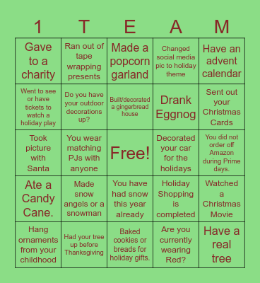 Holiday Bingo Card Bingo Card
