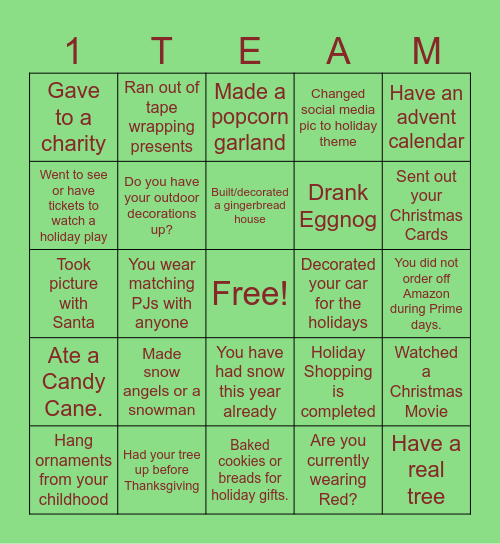 Holiday Bingo Card Bingo Card