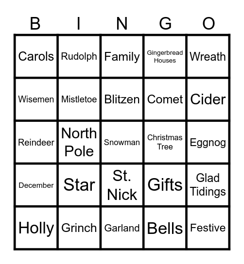 Christmas BINGO Card