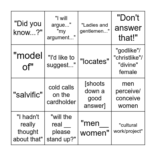 CHENEY BINGO Card