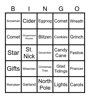 Christmas Bingo Card