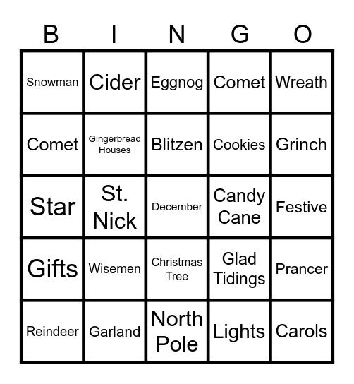 Christmas Bingo Card