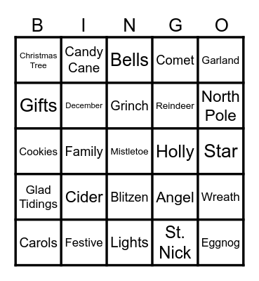 Christmas BINGO Card