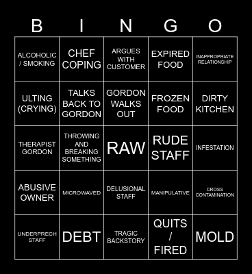 KITCHEN NIGHTMARES Bingo Card