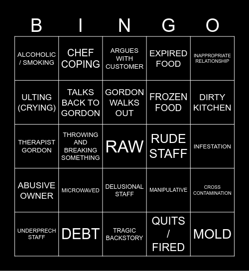 KITCHEN NIGHTMARES Bingo Card