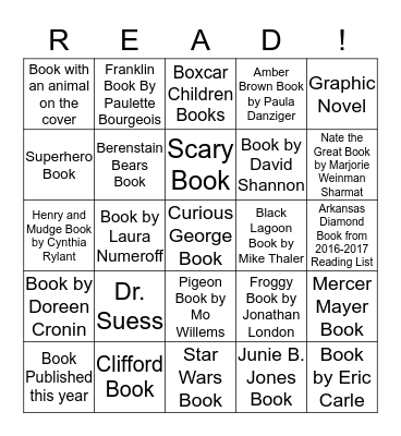 2nd Grade Reading Challenge Bingo Card