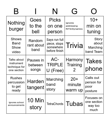 HARDEN BINGO Card