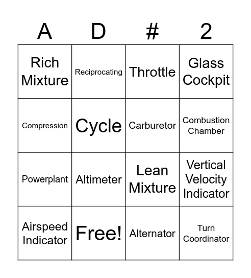 Airplane Systems BINGO Card