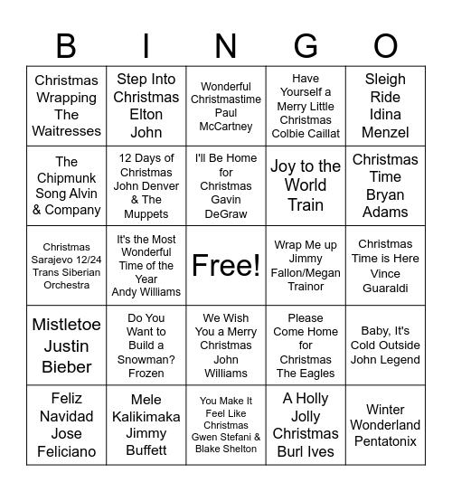 Holiday Bingo Card