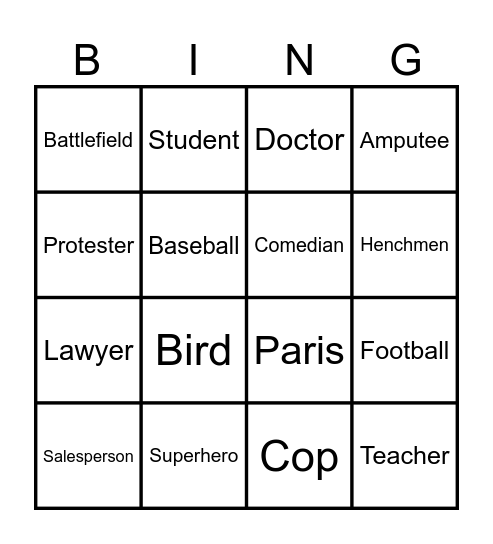 Bingo IMPROV Bingo Card