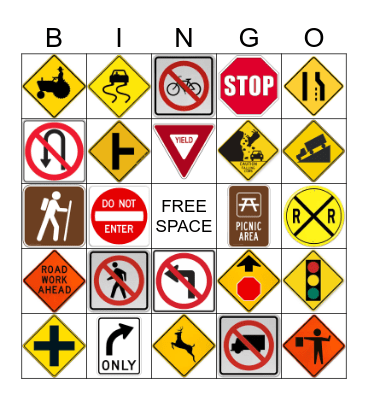 Road Signs Bingo Card