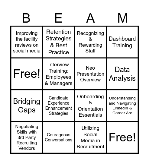 BEAM me up Scotty! Bingo Card