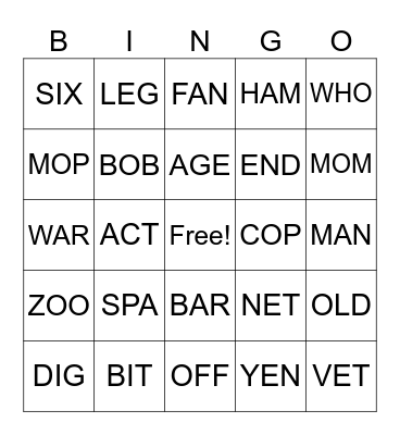 Fingerspelling 1 Bingo Game Bingo Card
