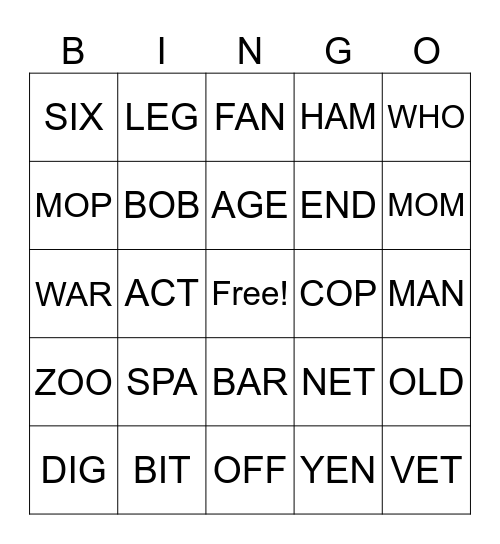 Fingerspelling 1 Bingo Game Bingo Card