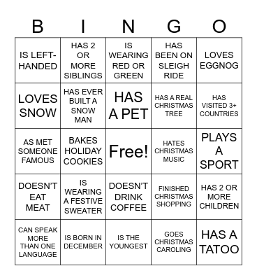HOLIDAY BINGO Card
