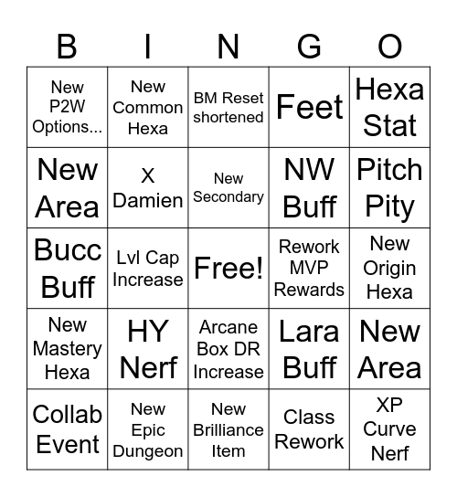 Saggy Bingo Card