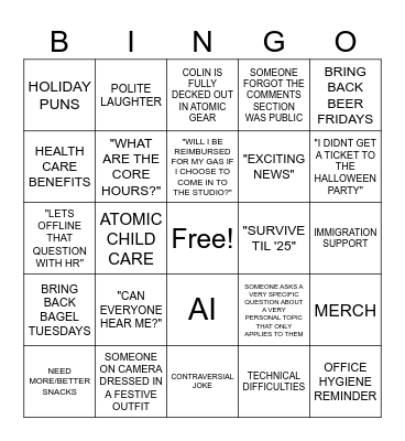 TOWNHALL Bingo Card