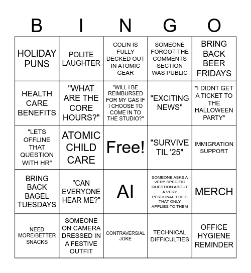 TOWNHALL Bingo Card