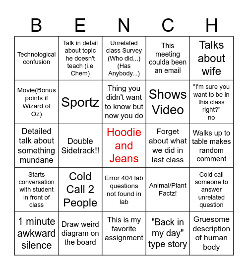 Bencibingo Vers 2 Bingo Card