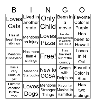 Focus On Bingo Card