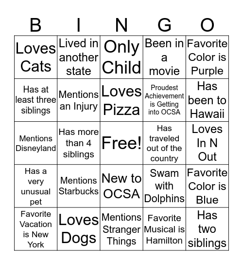 Focus On Bingo Card