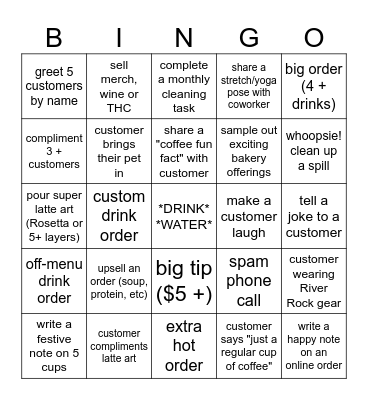 BARISTA BINGO Card