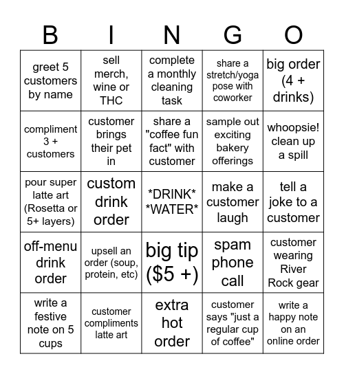 BARISTA BINGO Card