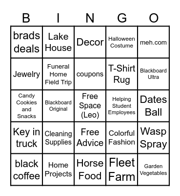 Tammy Bingo Card