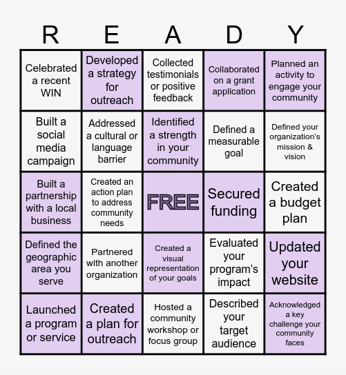 GRANT READY! Bingo Card