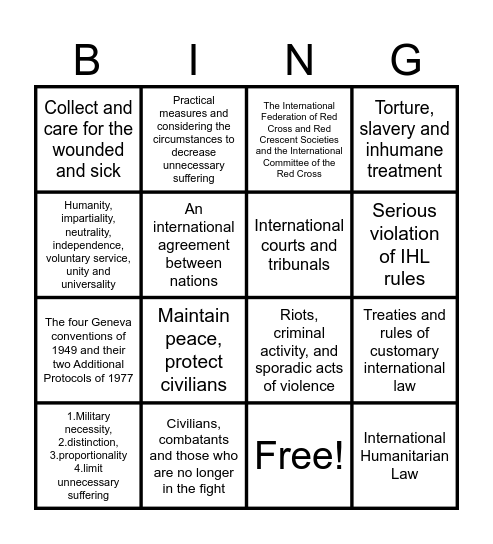 IHL BINGO Card