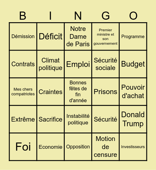 Bingo Macron 05/12/2024 Bingo Card
