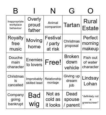 Hallmark Christmas Movie Bingo Card