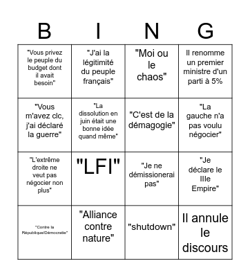 Macron 2024 DEC Bingo Card