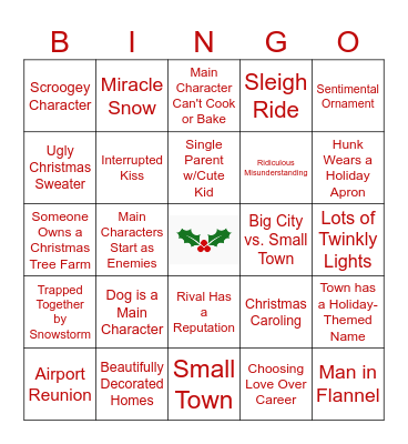 Hallmark Holiday Movie Tropes Bingo Card