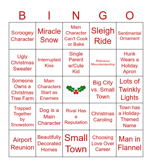 Hallmark Holiday Movie Tropes Bingo Card