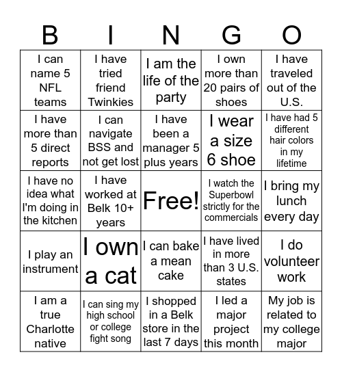 WLN Bingo! Bingo Card